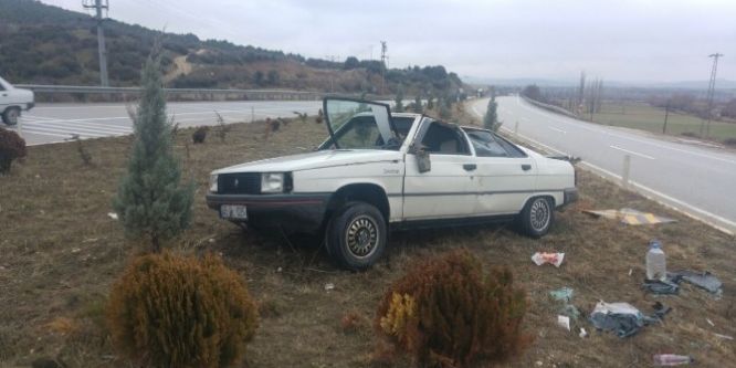 Kula’da araç takla attı!