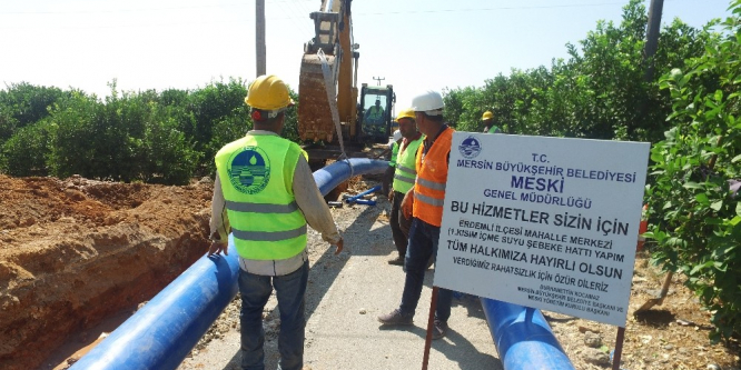 Erdemli’de içmesuyu şebeke hattı çalışması