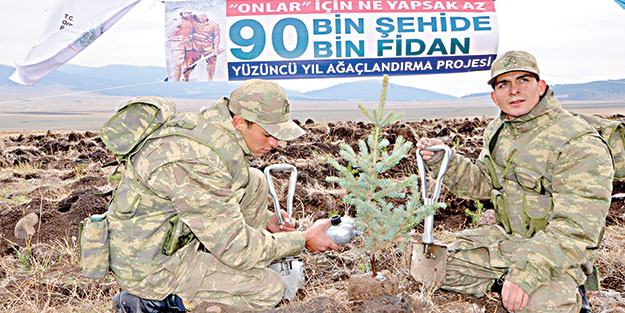 90 bin Sarıkamış şehidine 90 bin fidan