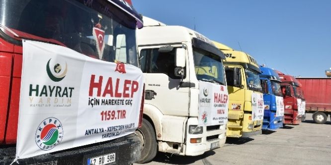 Kepez’den Halep’e 10 TIR insani yardım gönderildi