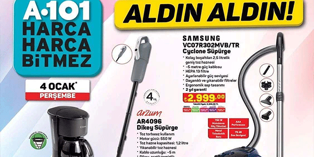 A101’den beyaz eşya ve Smart TV’lerde yeni yılın ilk indirimi! A101 4 Ocak aktüel ürünler fırsatları
