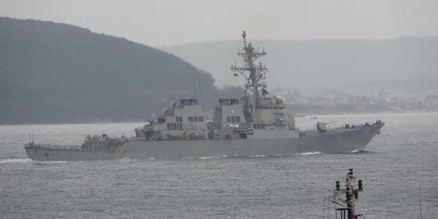 ABD savaş gemisi Çanakkale Boğazı'ndan böyle geçti