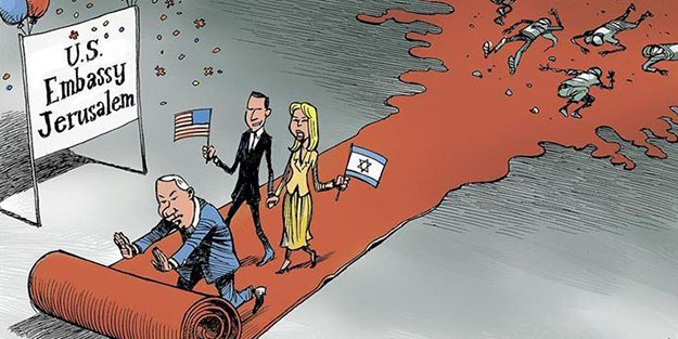 ABD ve İsrail katliamı karikatürlerle anlatıldı