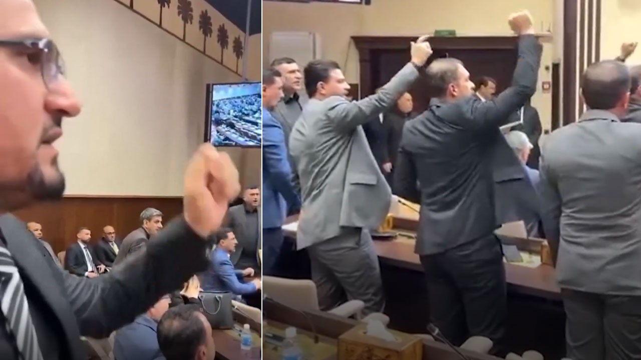 ABD ve İsrail’e ölüm sloganları atıldı, Irak Parlamentosu’nda kavga çıktı!