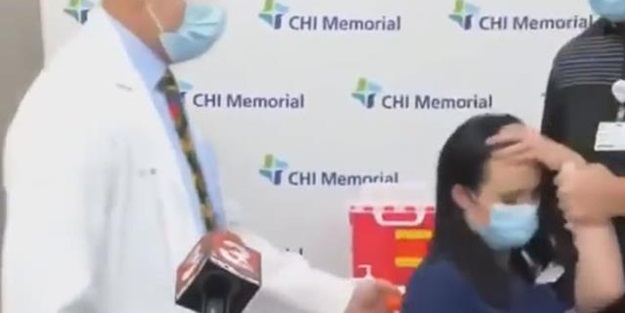 ABD'de koronavirüs aşısı olan hemşire, canlı yayında bayıldı