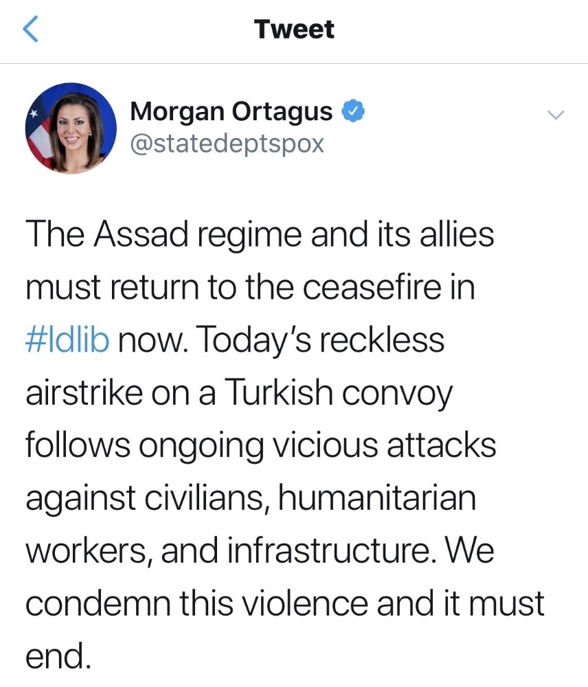 ABD’den Türk konvoyuna yapılan saldırıya kınama 