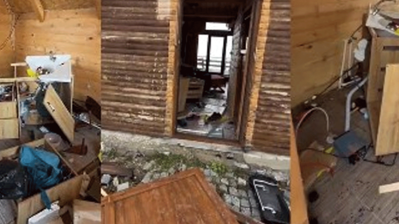 Aç kalan ayılar turistlerin kaldığı bungalovlara daldı!