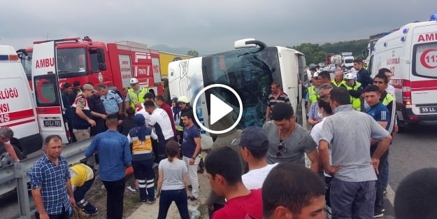 Acemi erleri taşıyan otobüs devrildi!