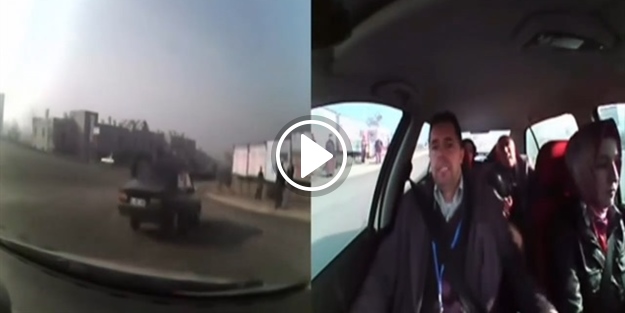 Acemi sürücünün direksiyon sınavındaki kaza anı!