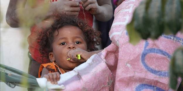 Acı tablo: Ağaç yaprakları yiyerek hayatta kalmaya çalışıyorlar!