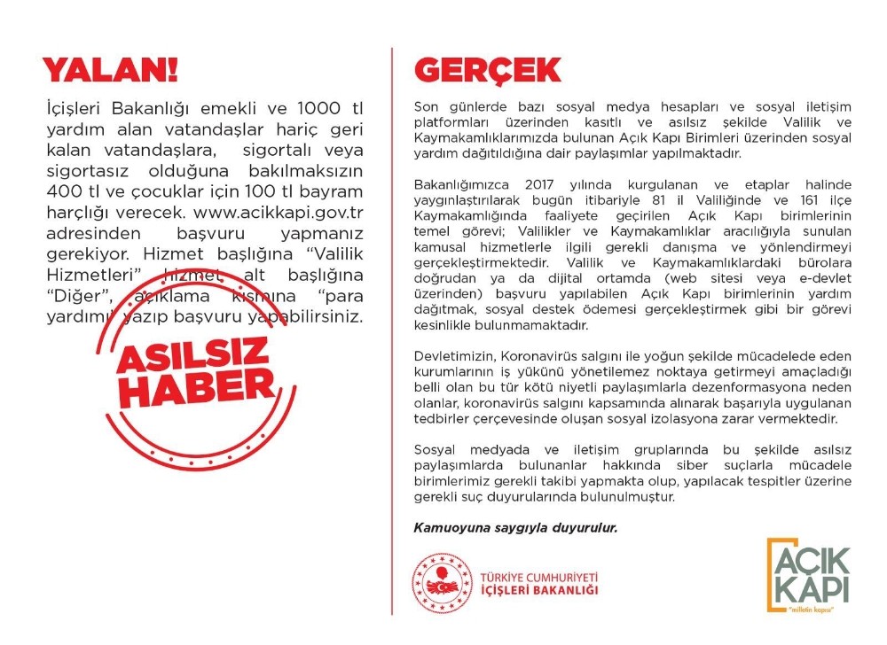 Açık Kapı’dan yardım iddialarına yalanlama 