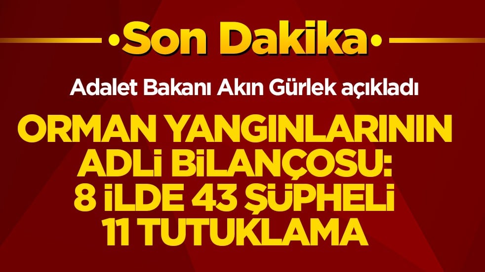 Adalet Bakanı Gürlek açıkladı! Orman yangınlarının adli bilançosu: 8 ilde 43 şüpheli 11 tutuklama