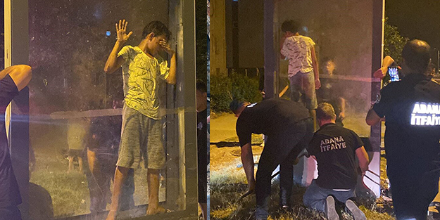 Adana'da çocukların akılalmaz oyunu! Reklam panosuna sıkıştı