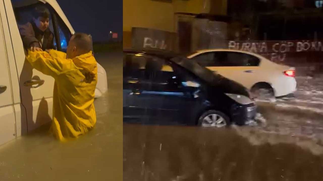 Adana’da sağanak hayatı felç etti! Minibüste mahsur kalan çocuklar kurtarıldı