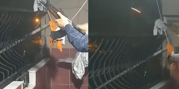 Adana'da tepki çeken görüntüler! Kalaşnikofla balkondan ateş açtı