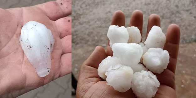 Adıyaman'da ceviz büyüklüğünde dolu! Tarım alanları zarar gördü