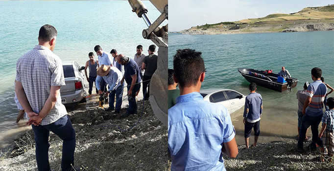 Adıyaman'da el freni çekilmeyen otomobil baraja uçtu