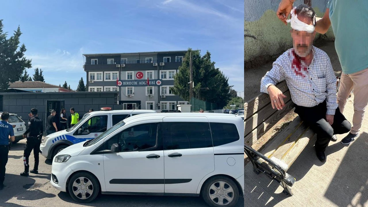 Adliye önünde birbirlerine girdiler