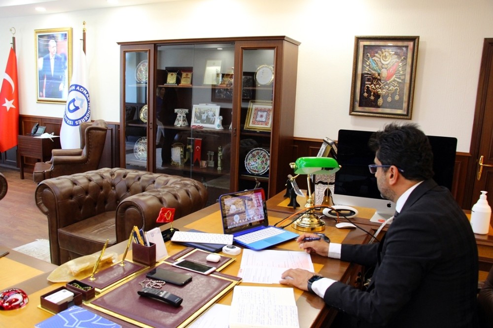 ADÜ Rektörü Aldemir, YÖK Başkanı ile telekonferans yöntemiyle toplantı yaptı 
