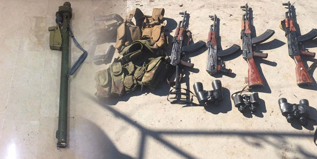 Afrin'de ele geçirilen silahlar teşhir edildi