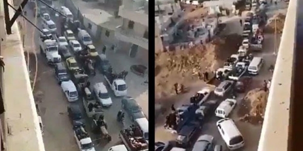 Afrin’den son görüntüler! Kentten böyle ayrılıyor…