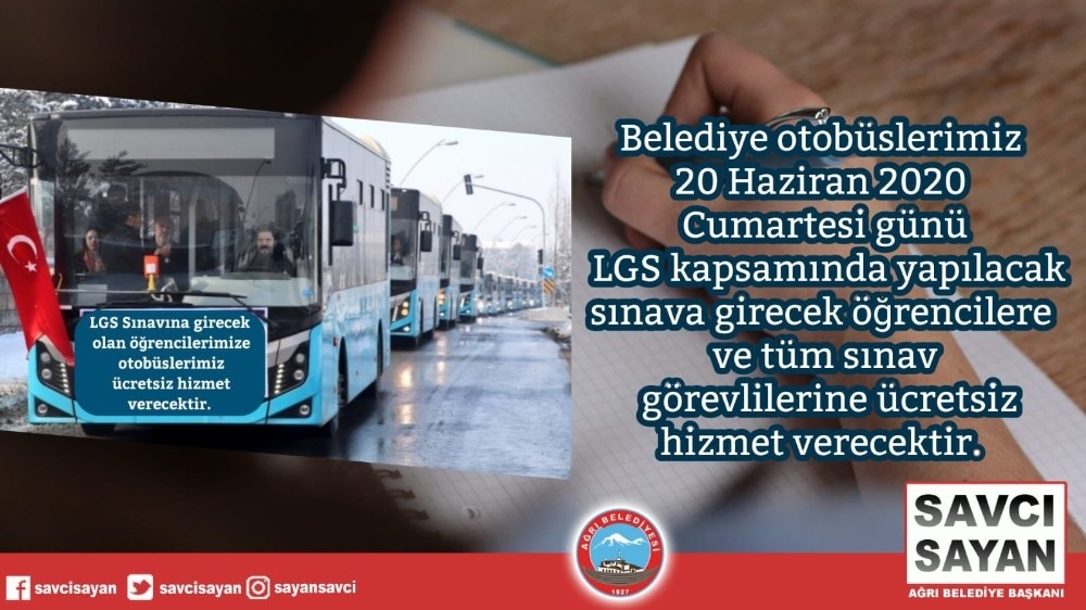 Ağrı’da LGS öğrencilerine toplu ulaşım ücretsiz olacak 
