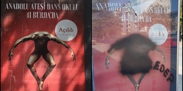 Ahlaksız afişe vatandaş müdahalesi geldi