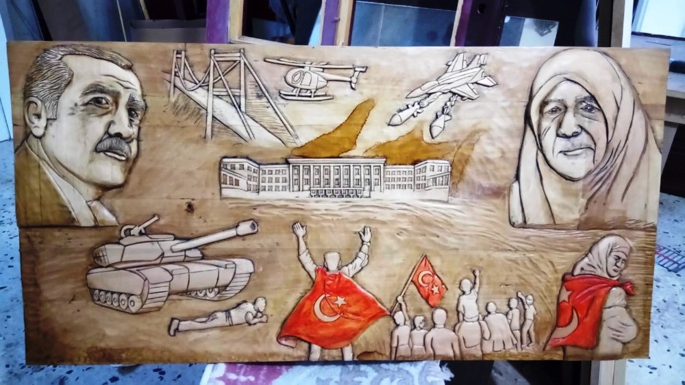 Ahşap sanatçısı Tektaş son eserini Cumhurbaşkanı Erdoğan’a yaptı 
