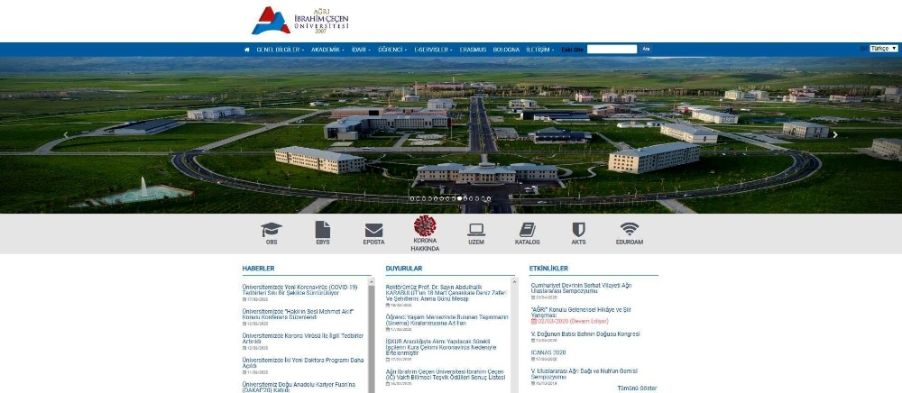 AİÇÜ’de Koronavirüs (COVID-19) İle İlgili Web Sayfası Oluşturuldu 