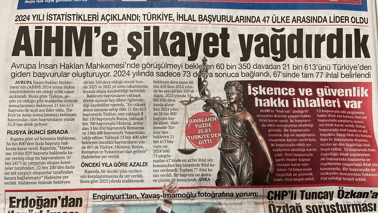 AİHM başvurularındaki itiraf gibi manşet: 