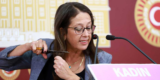 Aile düşmanı HDP'li Ersoy'dan TBMM'de saç kesme eylemi!