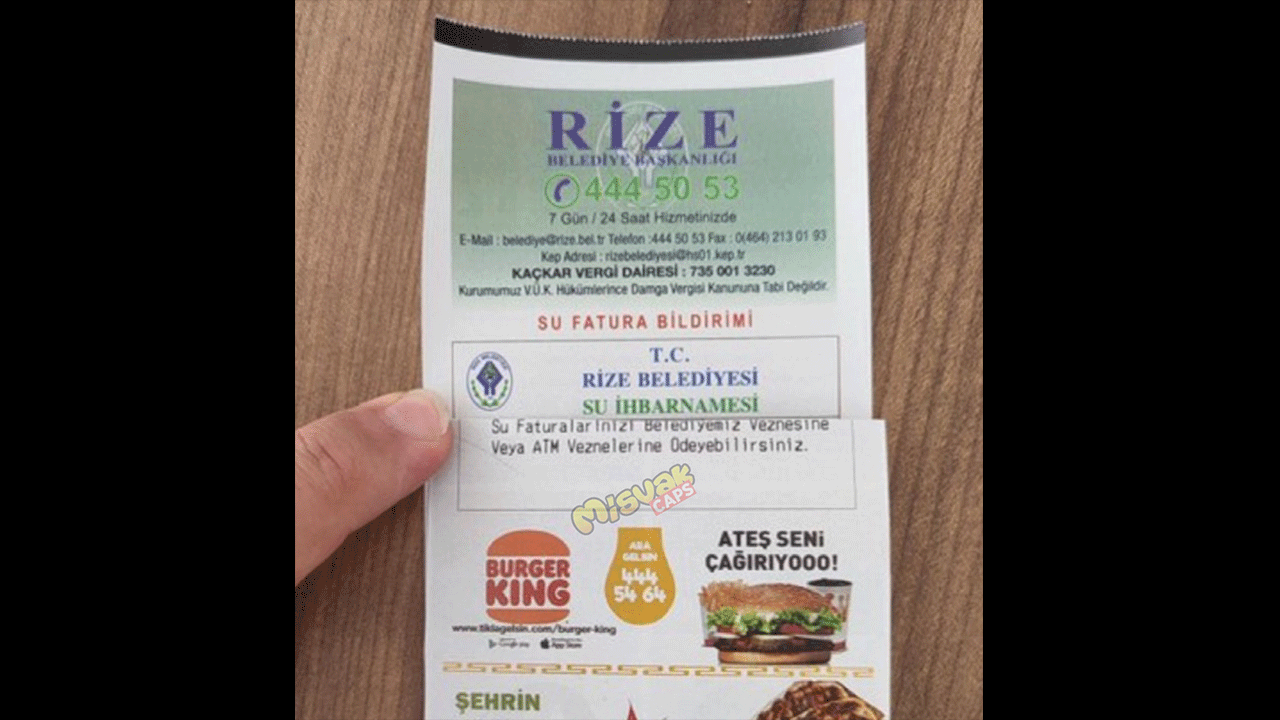 AK Parti Rize’de nereye koşuyor? Burger King’i açtılar yetmedi, su faturasına Amerikan şirketinin reklamını aldılar