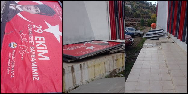AK Partili belediye yapsa neler olurdu neler! M. Kemal'in fotoğrafları yerlere fırlatıldı