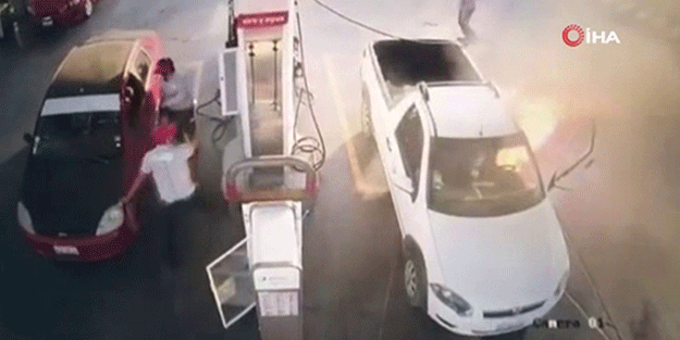 Akaryakıt alırken dikkat! Cep telefonu yangına sebep oldu