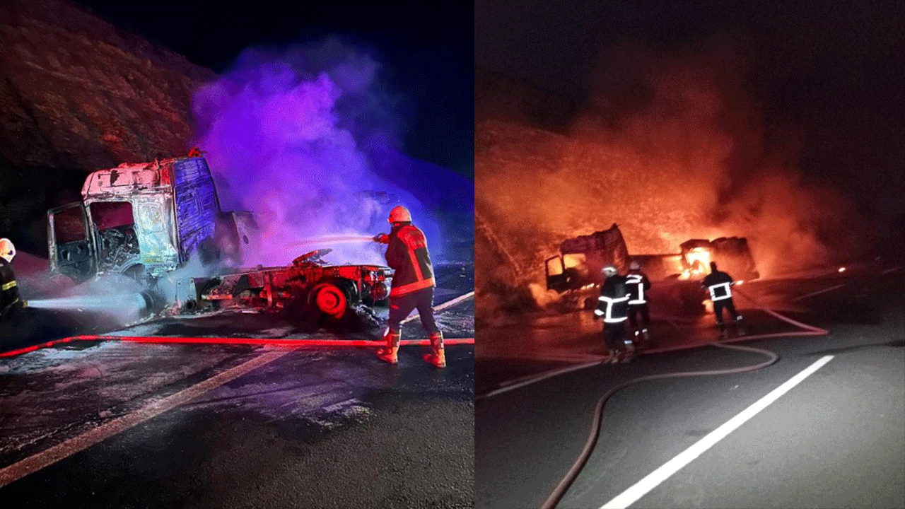 Akaryakıt tankeri alev alev yandı