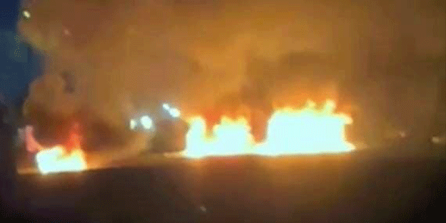 Akaryakıt yüklü tanker bomba gibi patladı