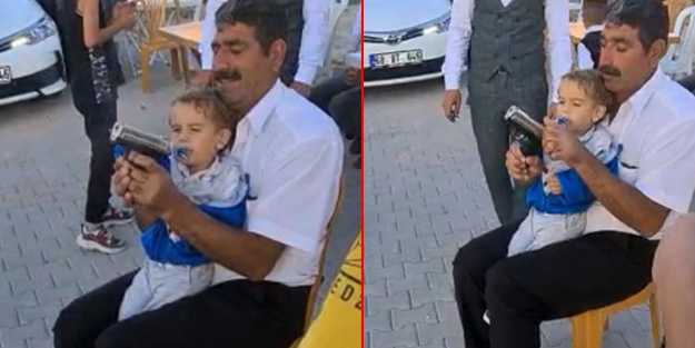 Emzikli çocuğa ateş ettirdi