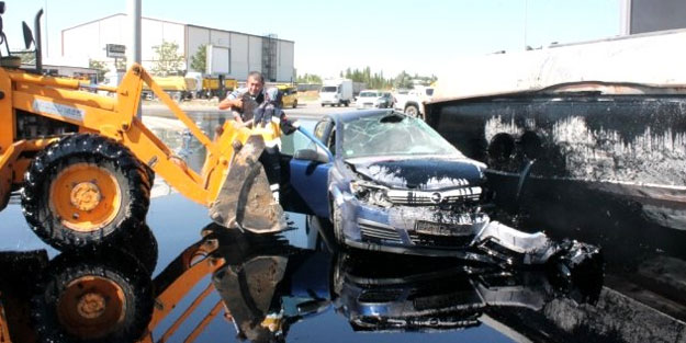 Aksaray'da freni patlayan tanker, otomobil ve minibüse çarptı: 3 yaralı