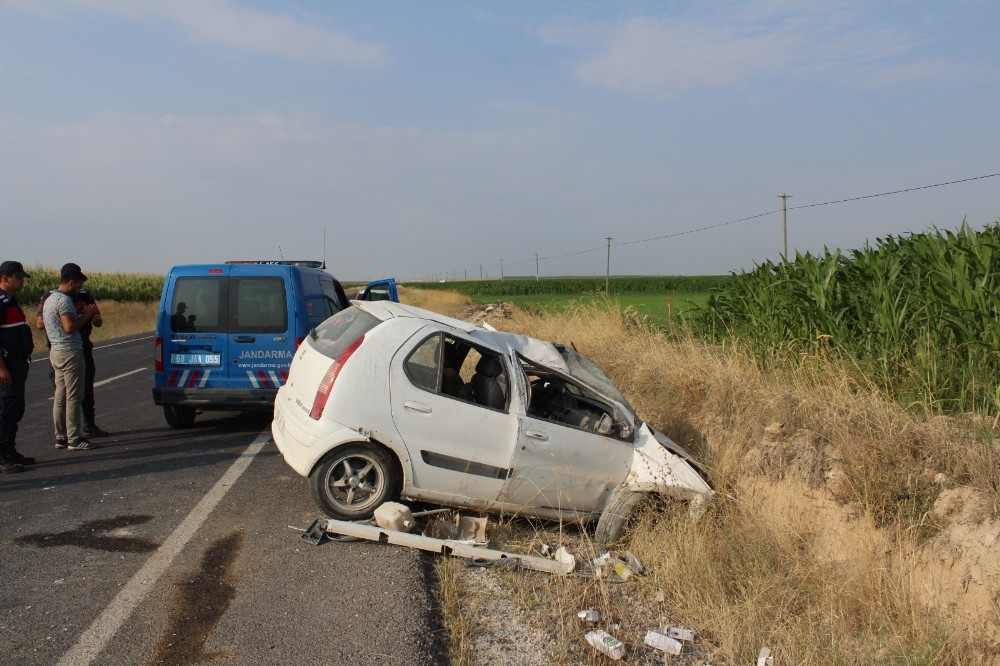 Aksaray’da otomobil şarampole devrildi: 1 yaralı 