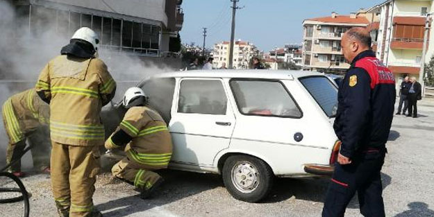 Akü takviyesi yapmak isterken otomobilini yaktı