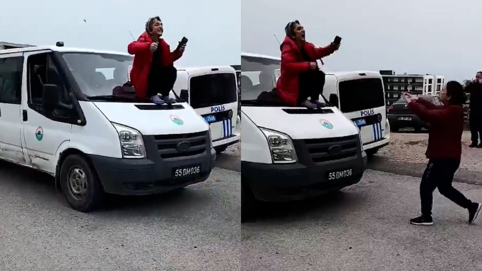 ‘Al evinde besle’ desek kaçacak! Zabıta aracının üzerinde tepinme sebebine bakın…