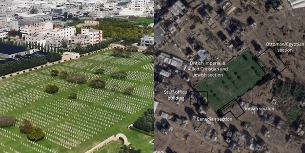 Alçak İsrail ordusu, Gazze'de Mehmetçik mezarlıklarını tahrip etti!
