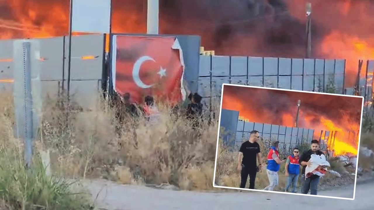  Alev alev yanan fabrikada Türk bayrağını kurtarma operasyonu!