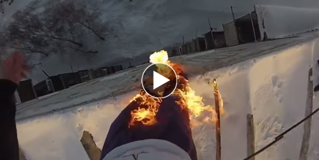 Alevler içinde 9. kattan aşağı atladı