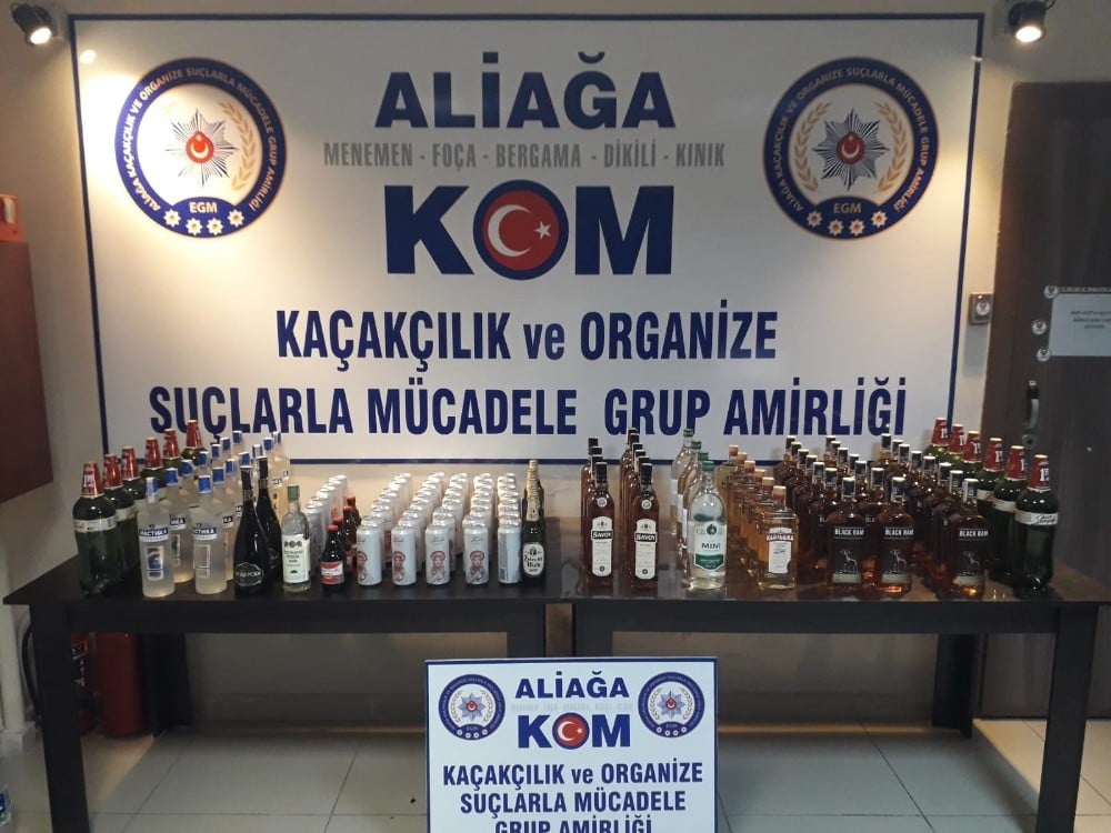 Aliağa’da kaçak içki operasyonu 