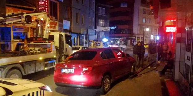Alkollü sürücü direğe çarpıp polisi de hainlikle suçladı