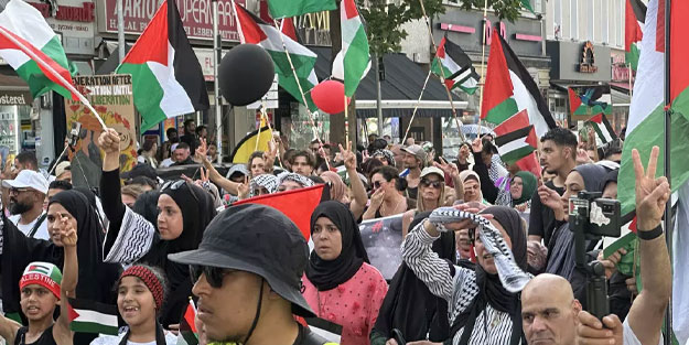 Almanya'da skandal! Filistin'e destek protestosuna sert müdahale