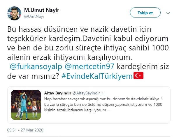 Altay Bayındır’dan anlamlı hareket 