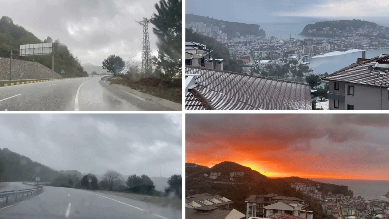Amasra'da 1 saat içerisinde dört mevsim birden yaşandı: Önce dolu ardından kar yağdı, yağmurdan sonra da güneş açtı!