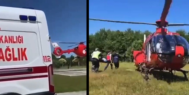Ambulans helikopter 90 yaşındaki vatandaş için havalandı